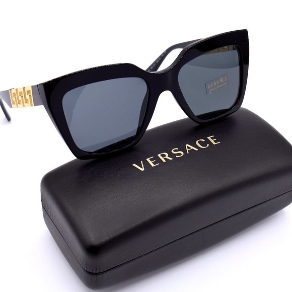 NEW VERSACE VE4418 GB1/87 BLACK DARK GREY LENS AUTHENTIC SUNGLASSES - Picture 4 of 9
